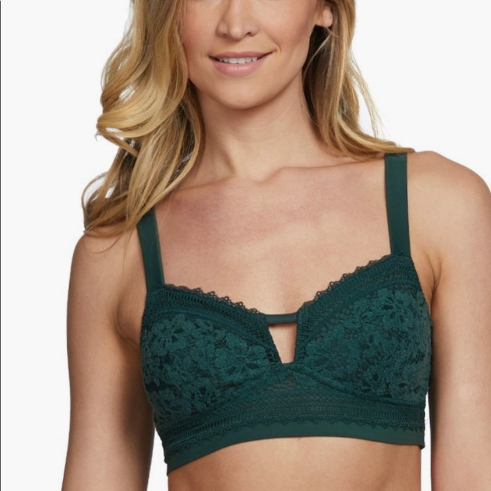 Free People Dark Green Lace Bra
